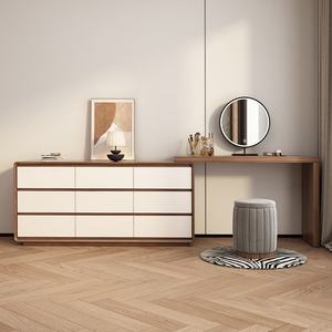 طاولة تزيين من الخشب الصلب على الطراز الصيني، تسريحة بسيطة وعصرية لغرفة النوم مدمجة مع خزانة، خزانة تخزين زاوية للشقق الصغيرة - Product Image 3