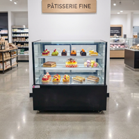 Réfrigérateur de présentation de gâteaux commercial OEM, vitrine de boulangerie à verre incurvé, refroidissement par air, contrôle numérique pour pâtisserie