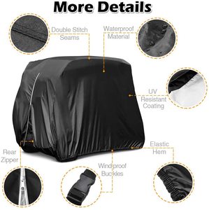 Áo che mưa xe golf 4 chỗ ngồi, chất liệu 420D cao cấp, chống thấm nước, chống nắng, chống bụi, màu đen, có logo tùy chỉnh - Product Image 2