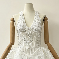 Robe pour femme col en V STOCK, mini-robe à fleurs 3D, robe de soirée, taille S-L