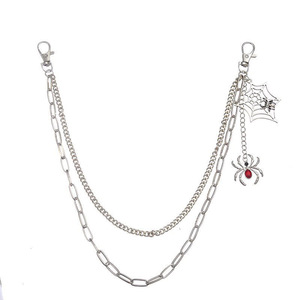 Chaîne de taille style punk multi-couches en métal avec pendentif toile d'araignée pour hommes et femmes, chaîne décorative hip-hop en jean, alliage de zinc blanc K - Product Image 5