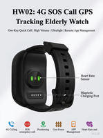 Bracelet intelligent 4G HW02 pour seniors avec suivi GPS en temps réel, alarme SOS, appel vocal bidirectionnel, moniteur de sommeil et de fréquence cardiaque, charge magnétique