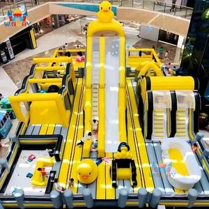 Parcours d'obstacles gonflable géant en forme de canard jaune 20x15m en PVC 0,55mm pour parc d'attractions pour enfants - Product Image 2