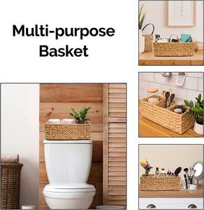 Compartiments du plateau du réservoir des toilettes naturelles OEM à l'arrière de la toilette Panier de rangement en jacinthe d'eau pour décoration féminine - Product Image 6