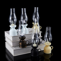 Lanterne à bougie décorative de table vintage avec poignée, lampe à kérosène antique noire, petite lampe à thé