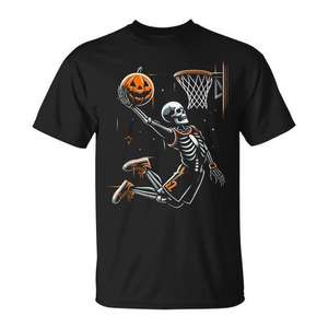 T-shirt de basket-balliste squelette, impression numérique, costume d'Halloween pour garçons, style sportif - Product Image 1