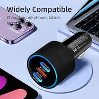Cargador de Coche GaN PD PPS de Aleación de Aluminio Premium de 65W, Adaptador de Encendedor de Cigarrillos de 3 Puertos y 100W, Cargador Rápido USB C de 12V 24V