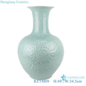 RZTM09 cristallo smaltato <span class=keywords><strong>ombra</strong></span> cielo ciano <span class=keywords><strong>vaso</strong></span> in ceramica peonia fiore avvolgimento intaglio forma irregolare <span class=keywords><strong>vaso</strong></span> di <span class=keywords><strong>fiori</strong></span> in porcellana - Product Image 3