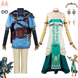 Disfraz de Cosplay de Resina de la Princesa <span class=keywords><strong>Zelda</strong></span> y Link, Traje de Juego de Rol de <span class=keywords><strong>Anime</strong></span>, Caja Original - Product Image 1