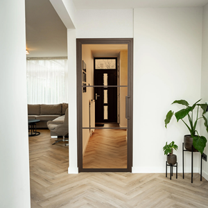 Porta Interna in Acciaio - Bronzo - 3 Pannelli - Vetro Satinato - Product Image 6