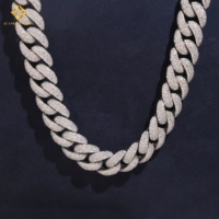 Collar de Oro Rosa con Cadena Cubana Gruesa de 20 mm, Estilo Hip Hop, Rapero, Rock, con Incrustaciones de Moissanita VVS, para Hombres