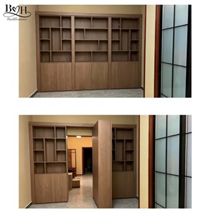 Bibliothèque dissimulée en bois massif, étagères de rangement multicouches secrètes, porte coulissante pour villa, maison, bureau, passage caché - Product Image 3