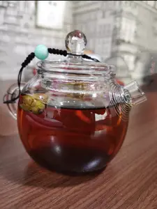 Trà thủy tinh đặt rõ ràng ấm trà cốc cổ điển làm bằng tay nhà bếp ấm trà trong suốt sang trọng Hộp màu nước ống hút Herb Glass