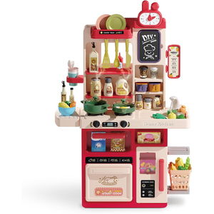 Table de cuisine éducative 92 cm en plastique avec fonction eau, son et lumière, jouet de simulation, mini-cuisine, ensemble de cuisine pour jeu d'imitation - Product Image 1