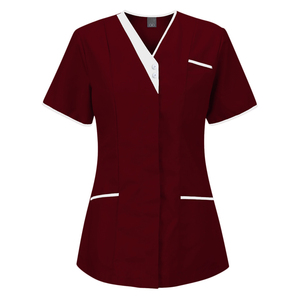 Stampa alla moda Logo personalizzato uniformi comode da donna abiti da ospedale da uomo con top tute da Scrub tinta unita per medici e infermieri - Product Image 5