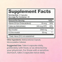 Capsules de Myo-D-Chiro-Inositol, Folate, Vitamine D, OEM, ODM, Marque Privée, Complément Alimentaire, Soutien Hormonal Ovarien, 120 Capsules pour Femmes