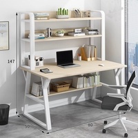 Escritorio de Estudio Moderno Todo en Uno de Madera con Estantería Integrada para Oficina en Casa, Dormitorio o Espacio de Trabajo
