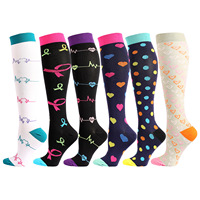 Chaussettes de compression sportives en nylon tricoté sur mesure, élastiques, montantes jusqu'au genou, en spandex, pour femmes, décontractées, mi-hautes, pour infirmières, imprimées, écologiques, pour l'automne