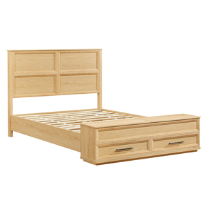 <b>Queen</b> <b>Size</b> <b>Bed</b> With Storage Bench 4 Drawer Oak Modern Bedroom Furniture - Product Image 4