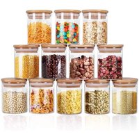 Vente flash : bocaux avec couvercle en bambou, contenants de stockage alimentaire hermétiques, bocaux en verre, contenants en verre, distributeur de céréales, bocal de rangement