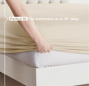 Sábanas de color <span class=keywords><strong>Beige</strong></span> de lujo para Hotel, ropa de cama Extra Suave, doble cepillado, tamaño Queen - Product Image 5