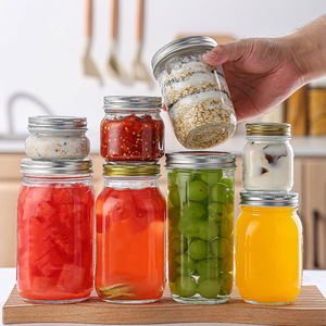 Vente en gros de pots en verre Mason pour confiture, miel, gelée, <span class=keywords><strong>caviar</strong></span>, sauce aux fruits, avec couvercles hermétiques, 150 ml, 300 ml, 380 ml, 500 ml, 750 ml, 1000 ml - Product Image 1