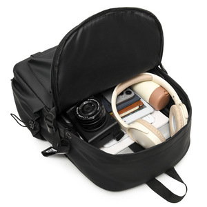 Men's Casual <b>Backpack</b> <b>Large</b> Capacity 12 Inch Laptop Compartment For Commuting Travel Student Use Gray Black Solid Color - Product Image 4
