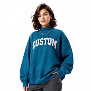 Sweat-shirt molletonné à col montant pour femme, personnalisé avec lettres imprimées, style hiver, écologique, sans doublure - Product Image 1