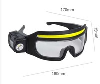 Lampe frontale rechargeable 600 mAh avec capteur LED, phare COB, lumière de travail et voyant d'avertissement rouge-bleu, lunettes de sécurité mains libres