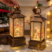 Ornements de Noël, lanterne, boule de cristal, boîte à musique avec lumière de chute de neige, style dessin animé en plastique, cadeau de Noël, lampe de chevet