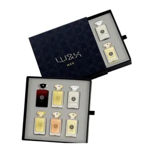 Contoh Parfum Logo Kustom Mewah Kotak Laci Geser Kardus Kemasan Kosmetik dengan Sisipan Busa