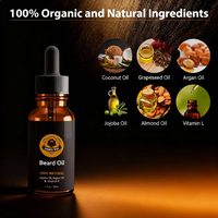 Bouteilles d'huile à barbe noire de luxe avec logo personnalisé, huile à barbe naturelle et biologique, extraits de Fo-Ti, hydratant, OEM pour la croissance et les soins de la barbe
