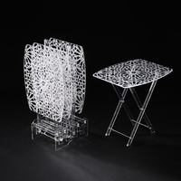 Table basse transparente en acrylique du Moyen-Orient, best-seller en Arabie Saoudite, tables imprimées, table pliante en plexiglas, ensemble de 4 pièces