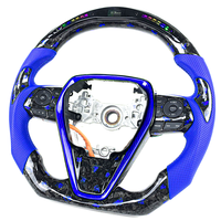 Volante de coche de fibra de carbono forjado LED para Toyota Camry Avalon Corolla Prius Ya RISC HR Rav4 Highlander cuero duradero