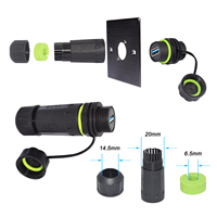 Connecteur USB 3.0 haute vitesse 5 Gbps, étanche IP68, à montage sur panneau, adaptateur d'extension de signal de données avec capuchon pour extérieur