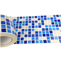 Adhesivo Decorativo para Pared con Diseño de Mosaico de Cerámica Tricolor Azul para Piscina, Baño, Imitación de Azulejos 3D