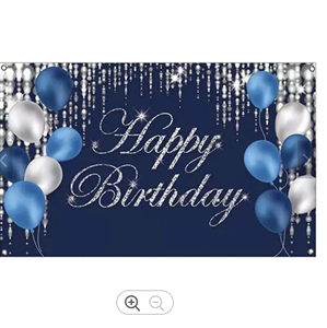 Azul brillante cumpleaños Fondo tela Banner cumpleaños globos decorativos Fondo tela - Product Image 1