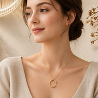 Collier pendentif cercle ouvert personnalisé, chaîne en métal, bijoux minimalistes tendance pour les grossistes