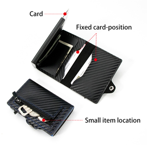 Casekey Custom Color Slim Minimalist Carbon Fiber Popup Card Holder Tarjetero Fibra De Carbono Rfid <b>Smart</b> <b>Wallet</b> With Zipper - Product Image 6