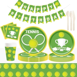 ชุดอุปกรณ์ปาร์ตี้เทนนิส DAMAI ของตกแต่งงานเลี้ยงธีมซอฟต์บอล จานเทนนิส ชุดจานชามสำหรับงานปาร์ตี้กีฬาเทนนิส - Product Image 1