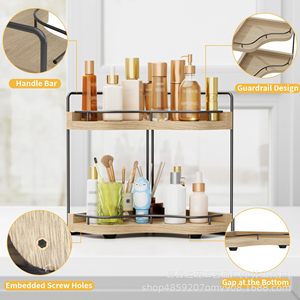 Wooden Double Layer Storage Rack 2 Tier <b>Corner</b> Shelf For Kitchen Spice Organizer Freestanding <b>Cabinet</b> - Product Image 4