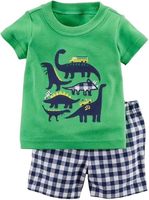Hete Zomeruitverkoop 2 stuks 100% katoen jongens casual kledingset zachte shell T-shirts met dierenprint BKD merk gemaakt in China
