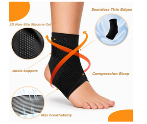 Attelle de cheville unisexe en tissu nylon extensible ultra-respirant, durable et écologique pour les douleurs à la voûte plantaire et les entorses - Product Image 1