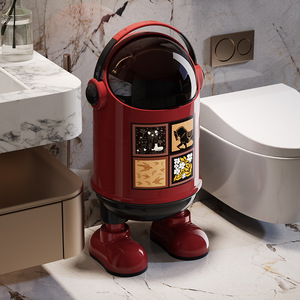 Kitchen Trash Can With Lid Cylindrical Large Capacity Indoor Use For Living Room Bedroom Home Stylish Design - Product Image 3