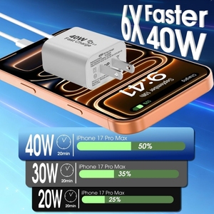 Adaptador para iPhone, Cargador Rápido USB C de 40W para iPhone 17/16/16 <span class=keywords><strong>Pro</strong></span>/16 <span class=keywords><strong>Pro</strong></span> <span class=keywords><strong>Max</strong></span>/15/15 Plus/15 <span class=keywords><strong>Pro</strong></span>/15 <span class=keywords><strong>Pro</strong></span> <span class=keywords><strong>Max</strong></span> - Product Image 4