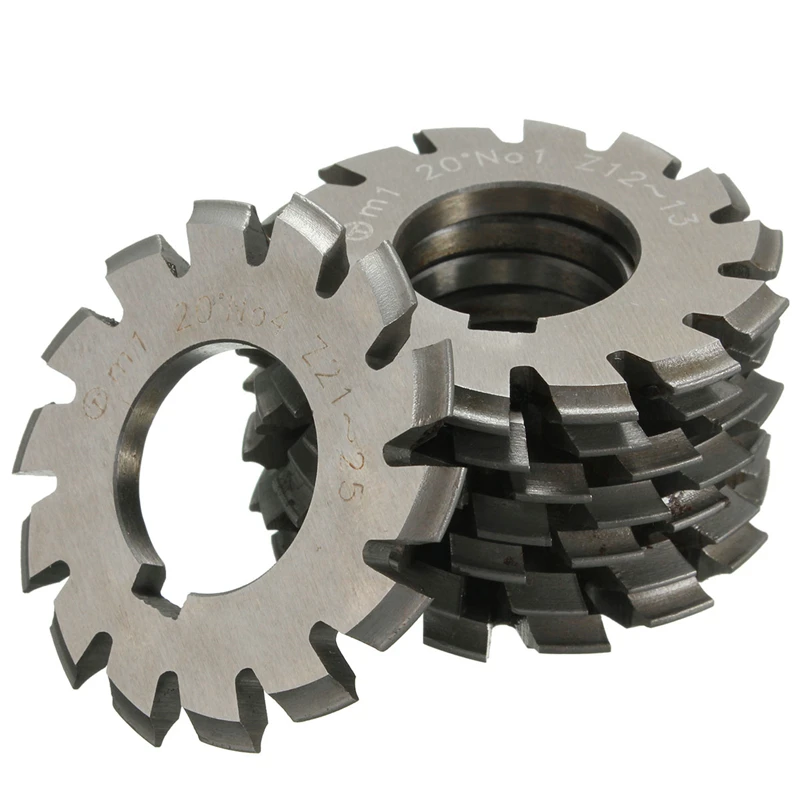 8Pcs Involute Gear Milling Cutter Set - High Speed Steel 14.5° Pressure Angle 55mm 22mm Machine Tools