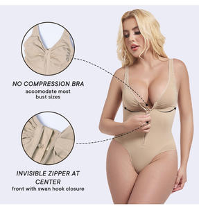 Body moldeador de nailon de alta compresión para esculpir el cuerpo Ultra delgado sin espalda Tanga moldeador de cuerpo para mujeres Control de barriga - Product Image 2