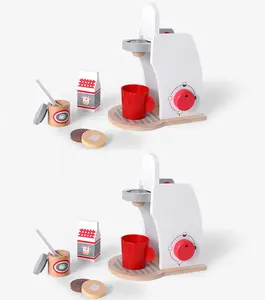 Interessante pretend play speelgoed voor kinderen houten diy speelgoed koffie machine voor kinderen