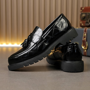 Nuevos Zapatos de Vestir Estilo Británico con <span class=keywords><strong>Borlas</strong></span>, Zapatos de Negocios para <span class=keywords><strong>Hombre</strong></span>, Zapatos Planos de Cuero PU para Oficina - Product Image 6