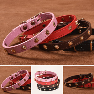 ปลอกคอสุนัขหนัง PU พร้อมเคลือบโลหะมุก ขนาดกลาง สำหรับแมวและสุนัข - Product Image 1